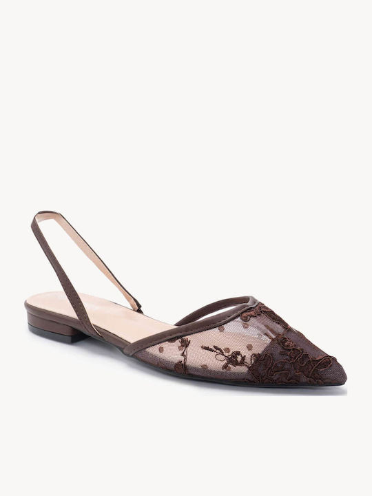 Καφέ Slingback Μπαλαρίνες Διάφανο Επάνω Μέρος