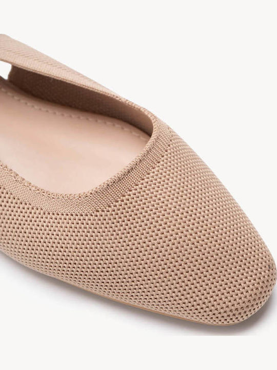 Beige Damen Ballerinas Aus Stoff