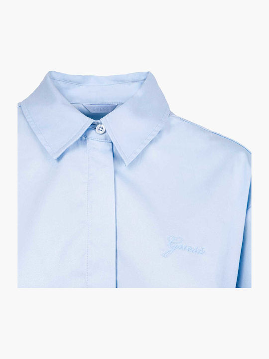 Langärmelig Damen Hemd Blue Blumen