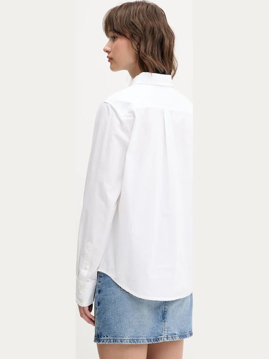 Women's Denim Long Sleeve Shirt White