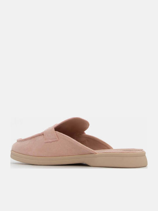 Flat Suede Mules σε Ροζ Χρώμα