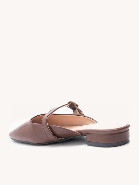 Brown Mule Ballerina Mary Jane Low Heel