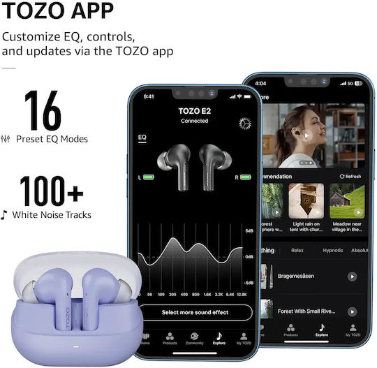Agile Nova Earbud / In ear Bluetooth хендсфри Слушалки с Устойчивост на Пот Лилав