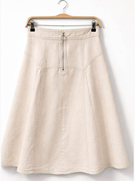 Denim Midi Rock Ecru
