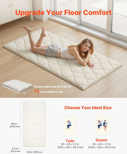 Vevor Στρώμα Γυμναστικής Pilates Λευκό (203.2x99.1x6.35cm)