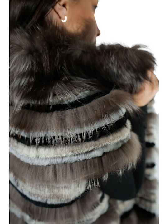 Women's Sleeveless Short Fur Gray