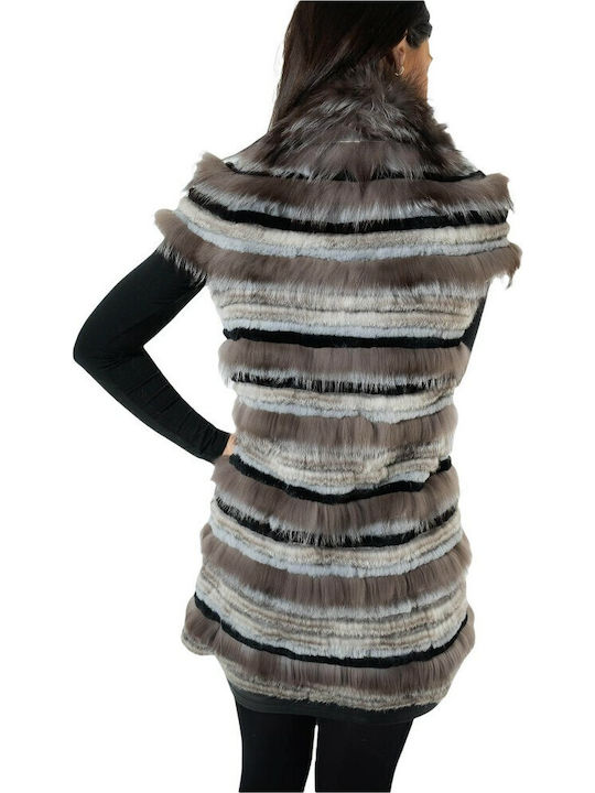 Women's Sleeveless Short Fur Gray