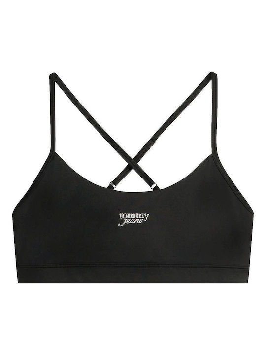 Athleisure Brallete Top Tommy Jeans Metal Logo Μαυρο