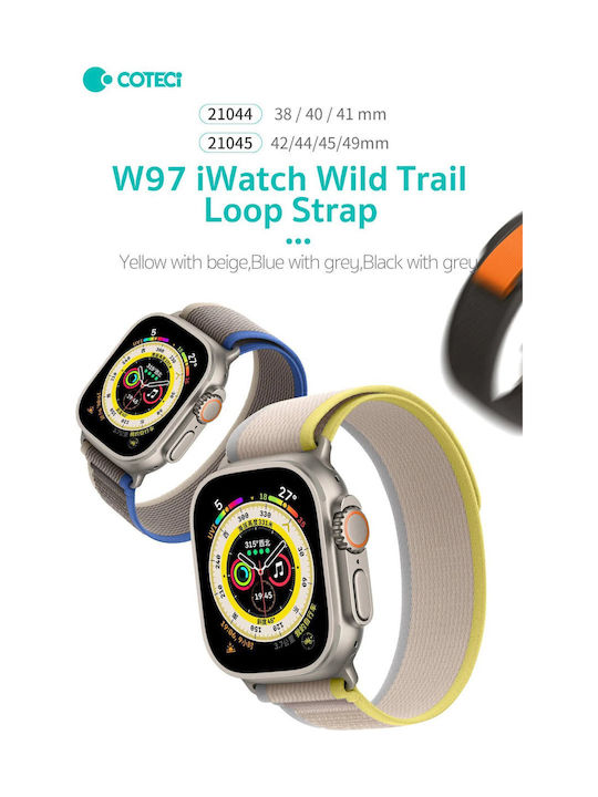 Coteci Strap Apple Watch 42 44 45 49mm Wild Trail Loop Strap W97 Blue + Gray Coteci Strap Apple Watch 42 44 45 49mm Wild Trail Loop Strap W97 Blue + Gray