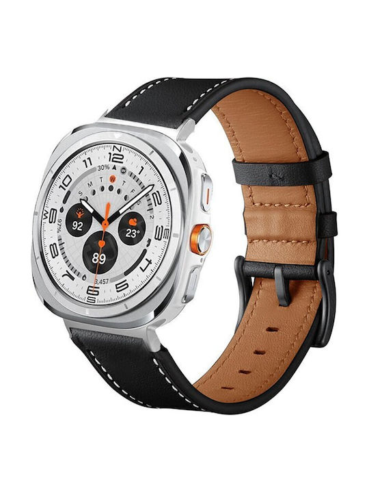 Strap Samsung Watch Ultra 47mm Leather Premium Strap Leather Dark Grey Oem Strap Samsung Watch Ultra 47mm Leather Premium Strap Leather Dark Grey Oem