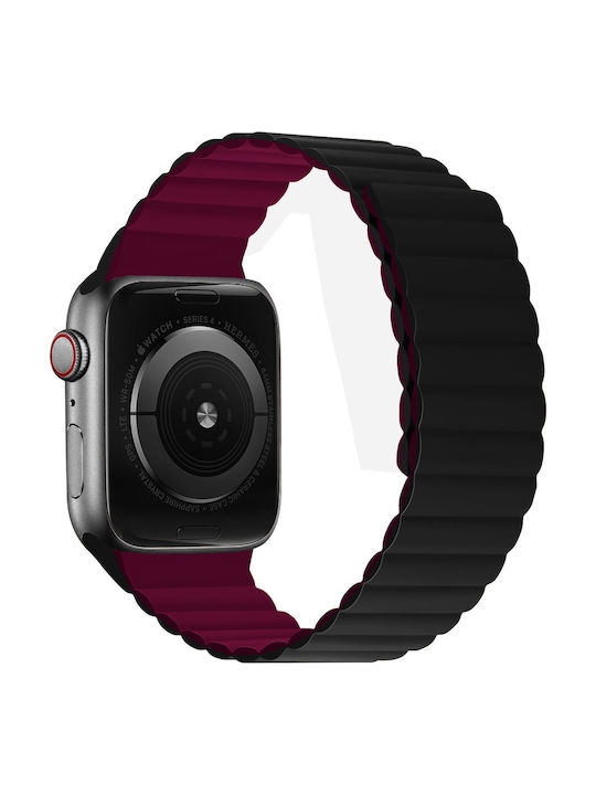XO Каишка Apple Watch 38 40 41mm Силикон Магнитно Черно Червено