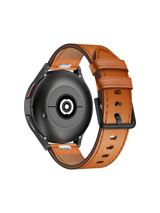 Samsung Galaxy Watch Active 20mm Sx Connector Metal Button Switch Leather Watch Band Brown