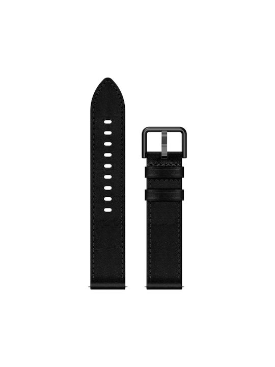 Кожена каишка за часовник Samsung Galaxy Watch 3 41mm 20mm Sx Connector с метален бутон, черна