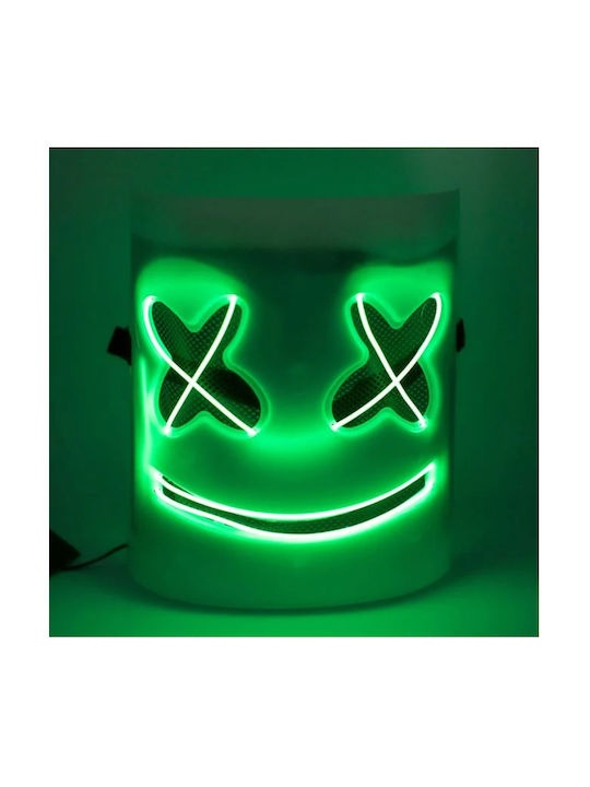Αποκριάτικη Μάσκα Κεφαλιού Led Neon Πράσινο Βράδυ Marshmello 2 Μπαταρίες 2α Δεν Περιλαμβάνονται Dg Party Tik Tok Look