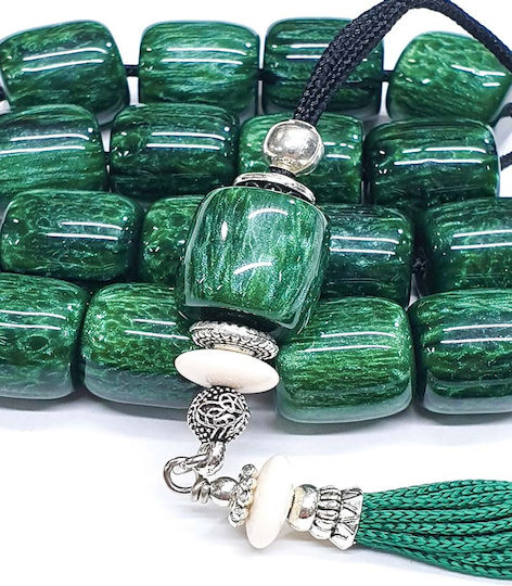 Roloi Komboloi Resin Worry Beads with 17 Beads Green 34cm