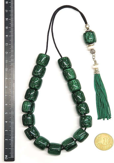 Roloi Komboloi Resin Worry Beads with 17 Beads Green 34cm