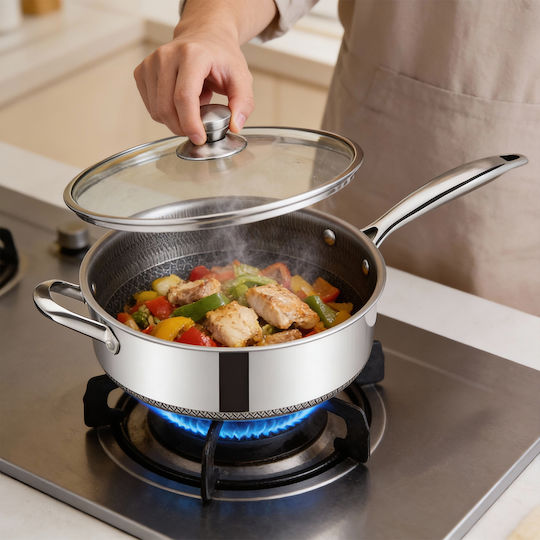 Cheffinger 24cm Antihaft Honigwabenbeschichteter Topfdeckel Silber