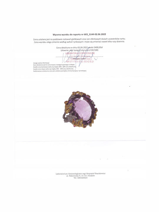 Amethyst Ring 27.83 925 Size 14.5 Certificate