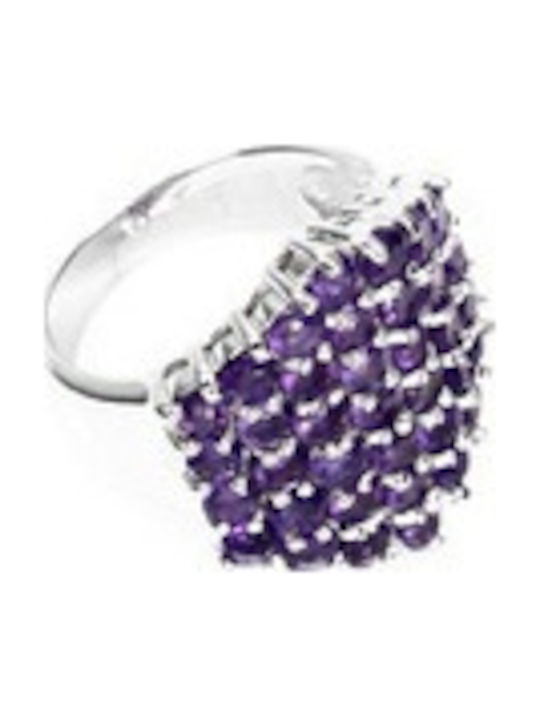 925 Silver Ring Natural Amethyst Size 16