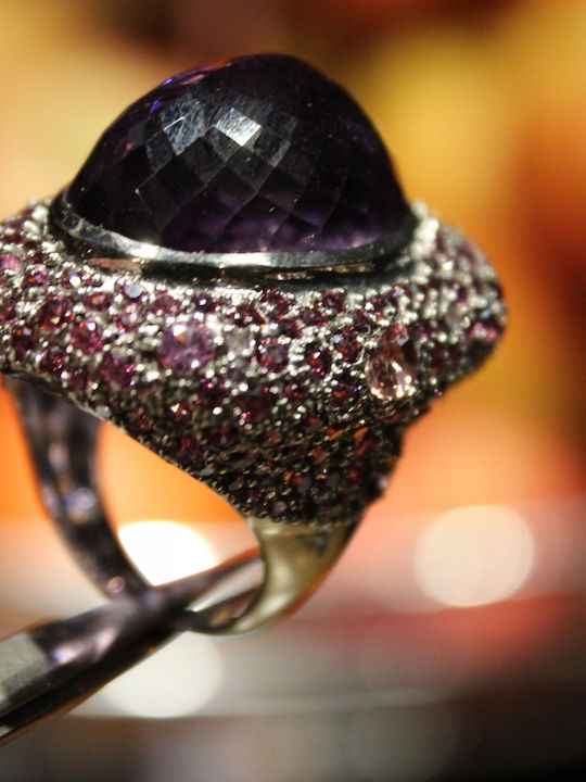 Silver Ring Natural Rhodolite Amethyst