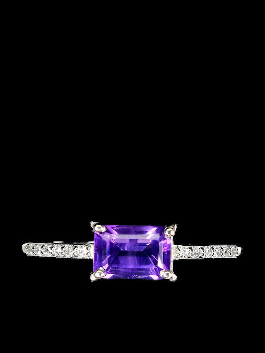 Natürlicher Amethyst Ring Zart 925 Größe 15