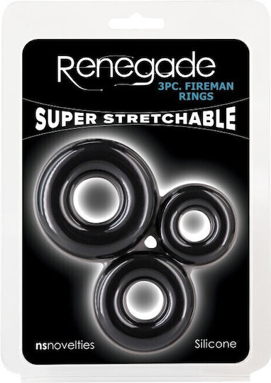 Renegade 3er-Set Feuerwehrmann-Ringe Schwarz Nstoys1183