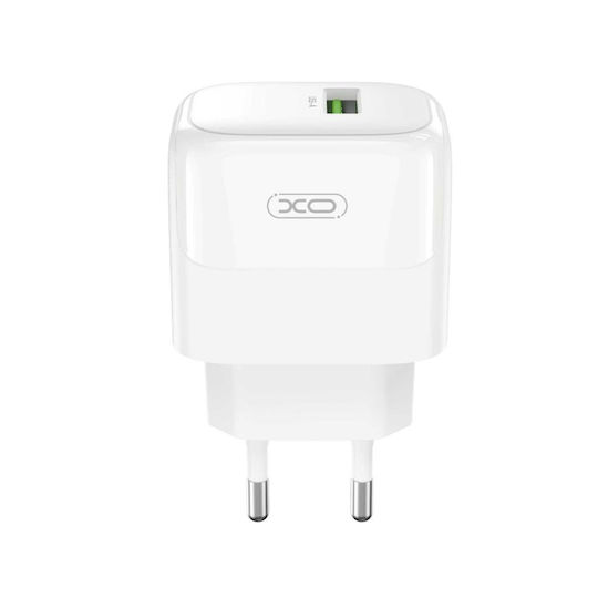 XO с USB-A порт и кабел micro USB 18W Quick Charge 3.0 Бял (L135)