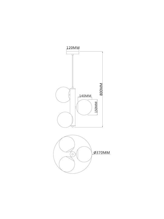 Agora Lighting Reglabil Lustră Negru cu Dulie E14, E.14 37cm.
