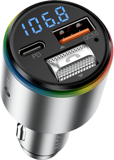 Proove Car Charger Fm Modulator Fmpd30110006 Usb Type-c Aux Bluetooth 5.3 Fast Charge 30w 12-24v Silver