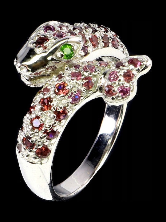 Inel 925 Cu Granate Naturale Tanzanite Diopside Mărimea 18 Șarpe