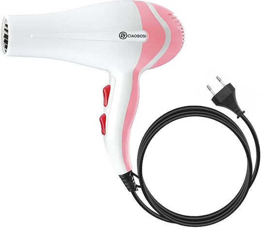 Avizar Travel Hair Dryer 1000w 4 Speeds Fast Drying White Pink