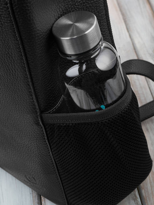 Leather Women's Clutch Backpack Black