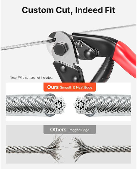 Vevor Wire Rope Set 2 Mm Thickness 35.1 M Length Stainless Steel 304 Cable 2 Kn Breaking Strength 7 X 7 Strand Construction Steel Cable Railing System Garden Lights