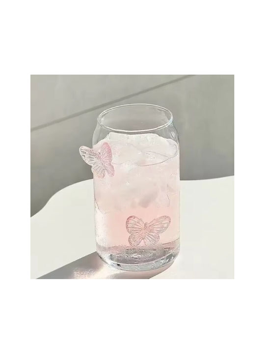 ecarla Glass made of Glass in Pink Color with straw 500ml