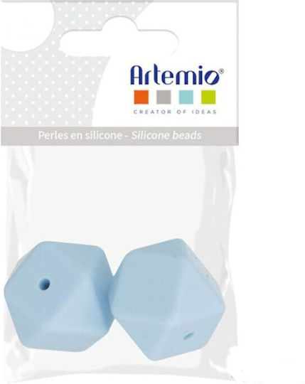 Χάντρες Σιλικόνης Artemio 17mm Εξάγωνο Σιέλ 2τμχ