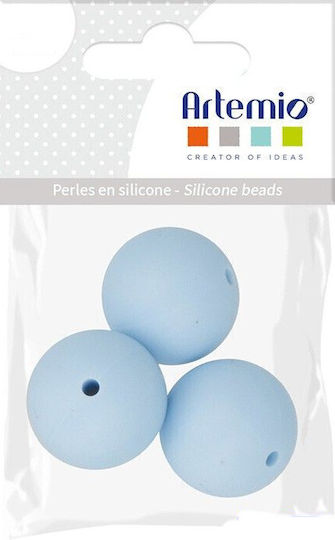 Χάντρες Σιλικόνης Artemio 15mm Στρόγγυλη Σιέλ 3τμχ