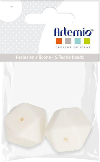 Mărgele De Silicon Artemio 17mm Hexagonale Albe 2 Buc