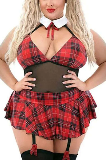 Sexy Plus Size School Girl Uniform Sexy Underwear Set Red