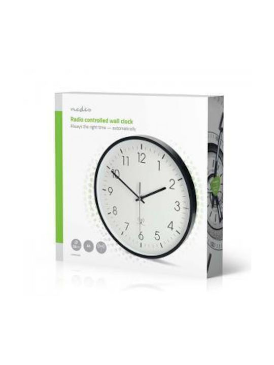Nedis Silent Wall Clock Plastic Black Ø30cm