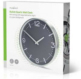 Nedis Silent Wall Clock Metallic Gray Ø30cm