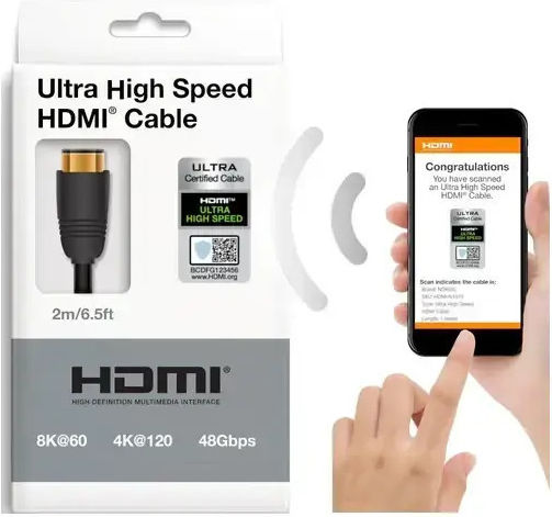 Nordic HDMI 2.1 Ultra High Speed 48Gbps 4K 120Hz HDR VRR Cable HDMI male - HDMI male 1.5m Μαύρο