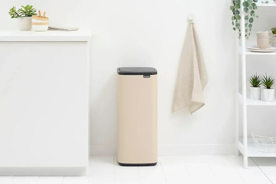 Brabantia Κάδος Bo Touch Απορριμμάτων Πλαστικός Push Μπεζ 30lt