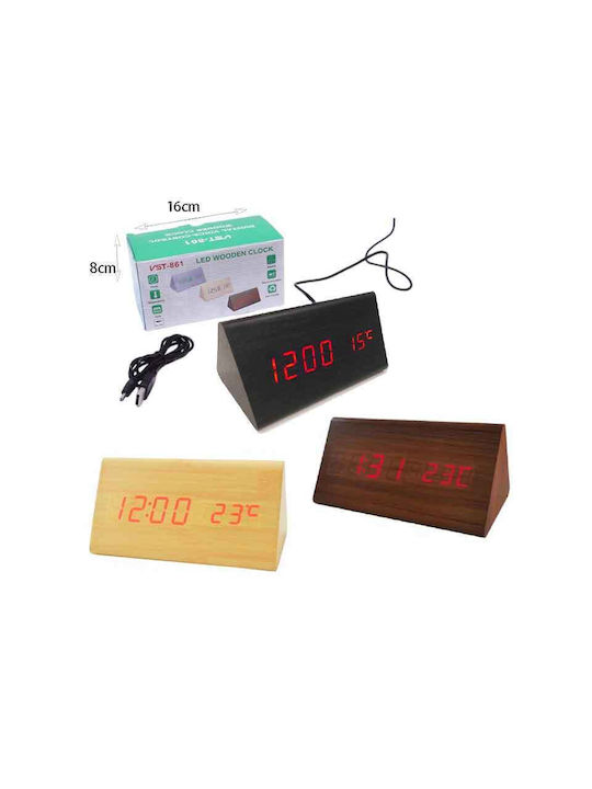 Dsplay Tischuhr Digital LED Holz mit Wecker TOPF-181913 Verschiedene Farben
