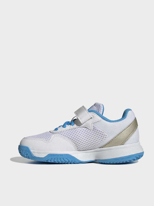 Courtflash Kids Sports Tennis Shoes with Hoop & Loop Closure White