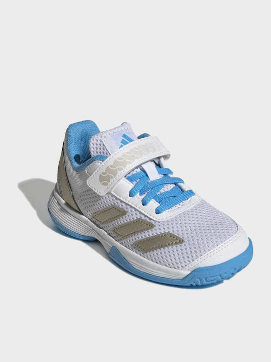 Courtflash Kids Sports Tennis Shoes with Hoop & Loop Closure White