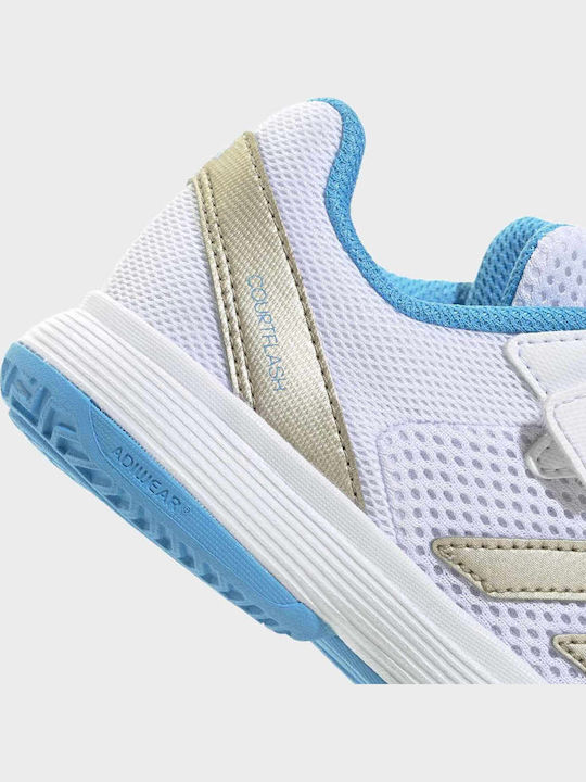 Courtflash Kids Sports Tennis Shoes with Hoop & Loop Closure White
