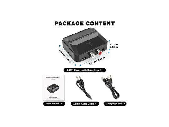 Nordic Bluetooth 5.3 2-in1 Receiver Rca 3.5mm Aux Microsd Wireless Audio Adapter Nfc Black