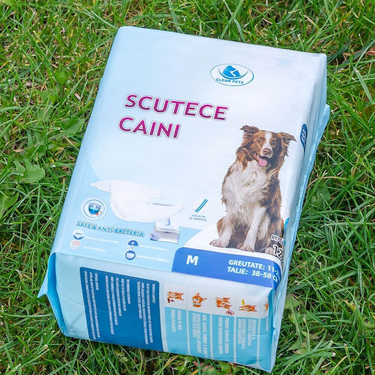 3 X 12 Pcs Clean Pets Diapers Female Dogs Medium Size M 38-58 Cm