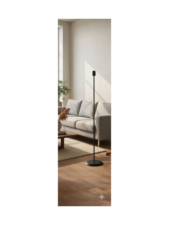 Heronia FLW-03-B Vintage Φωτιστικό Δαπέδου Υ126εκ. με Ντουί για Λαμπτήρα E27 Μαύρο