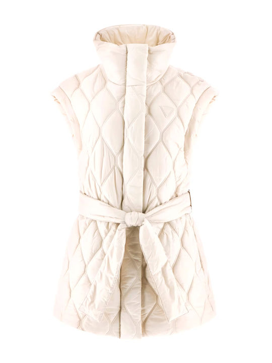 Damen Ärmellos Puffer Jacke für Winter Beige
